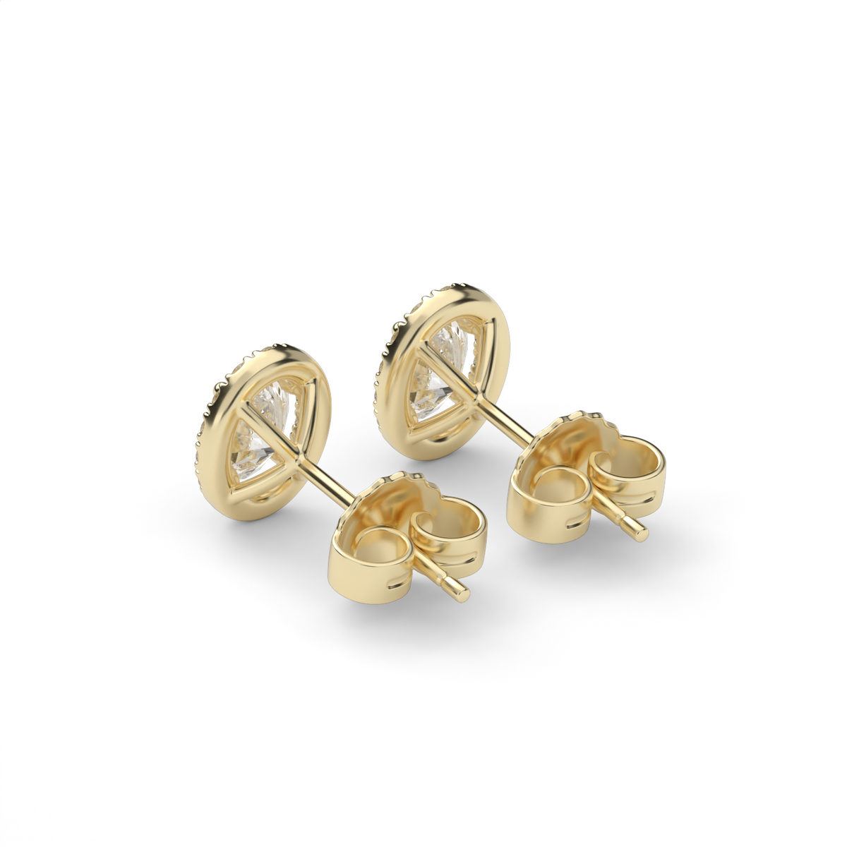 Classic Halo Diamond Studs — 14K Yellow Gold / Lab Diamond (image)