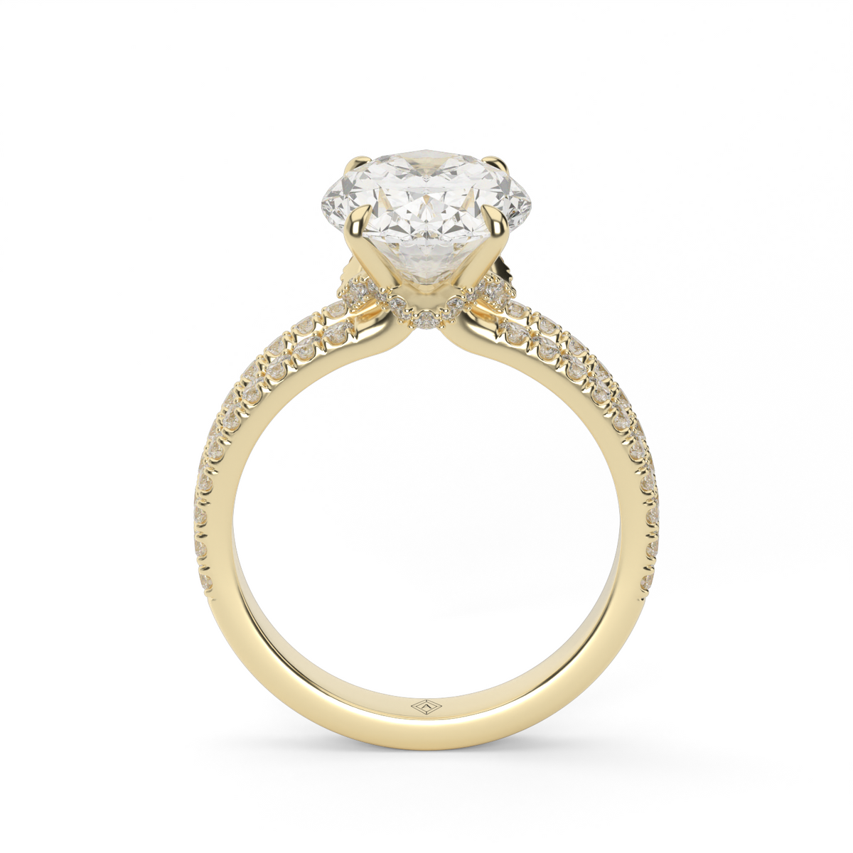 Split Shank   Pavé Engagement Ring — 14K Yellow Gold / Oval / Lab Diamond (image)