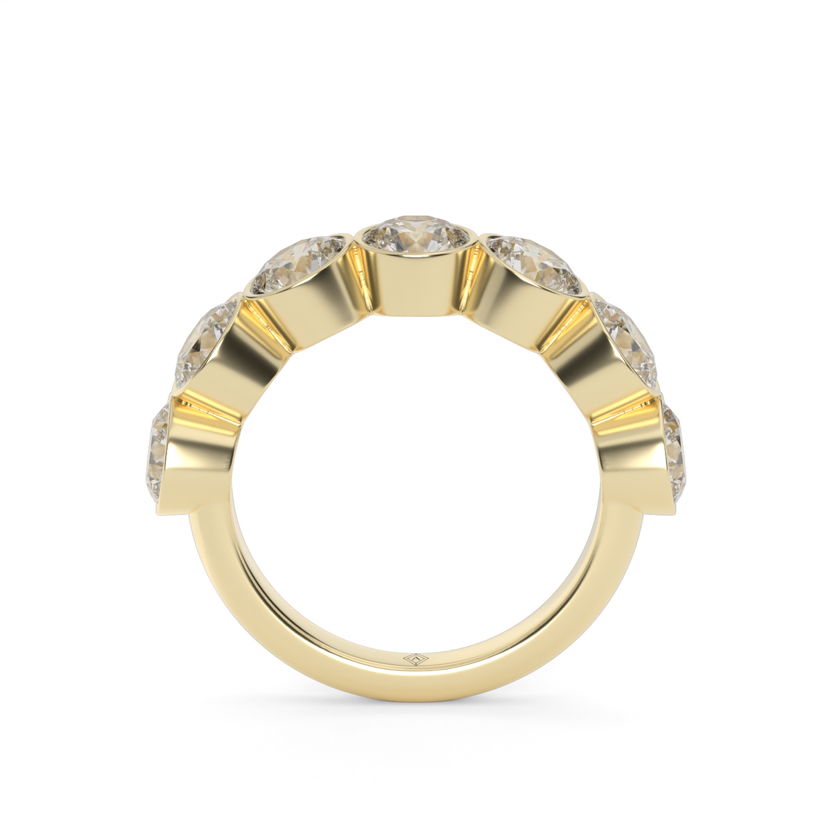 3.5 Carat Seven Stone Bezel Round  Anniversary Ring — 14K Yellow Gold / Lab Diamond (image)