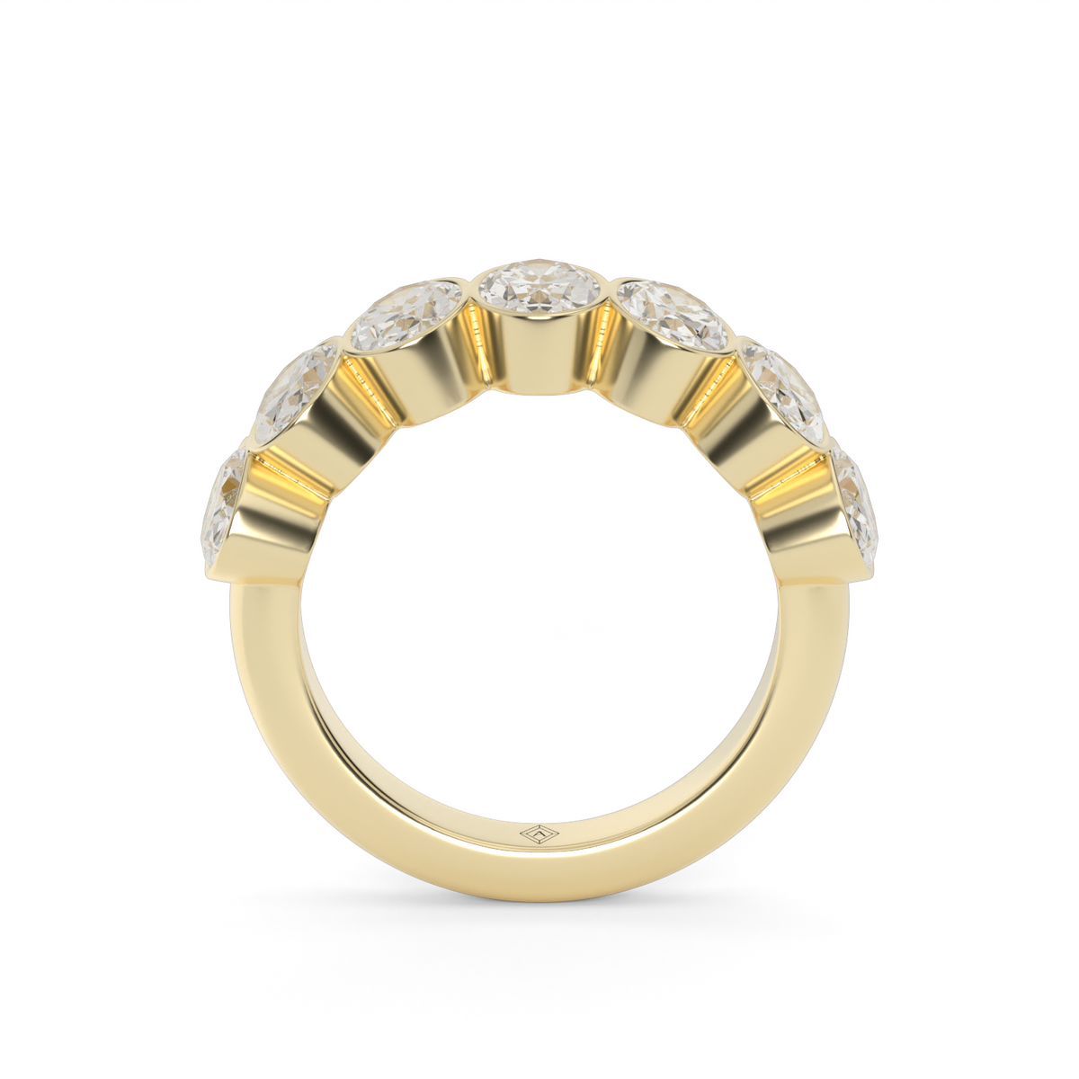 3.5 Carat Seven Stone Bezel Oval  Anniversary Ring — 14K Yellow Gold / Lab Diamond (image)