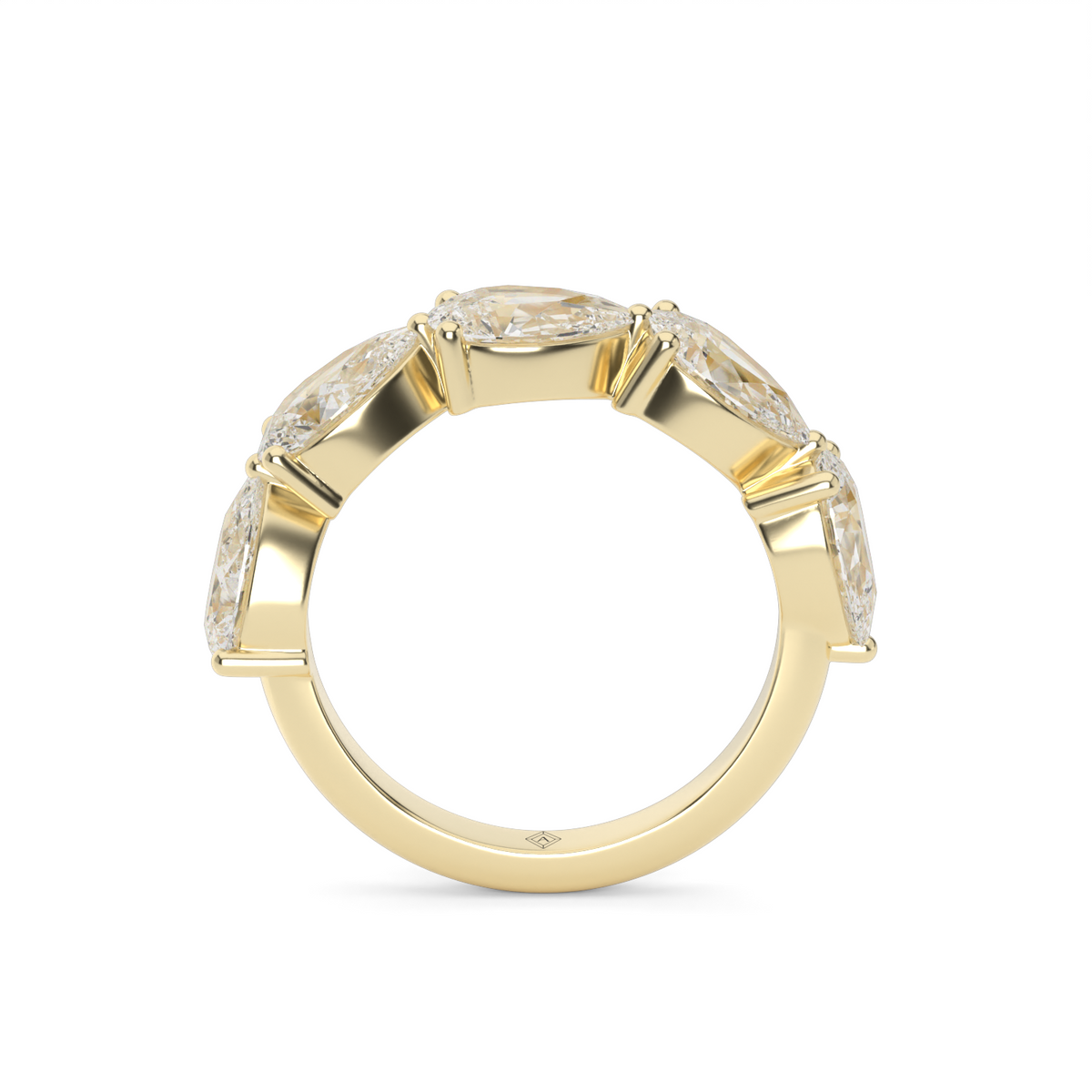 2 Carat East-West Pear Shaped 5-Stone Diamond Anniversary Ring — 14K Yellow Gold / Lab Diamond (image)