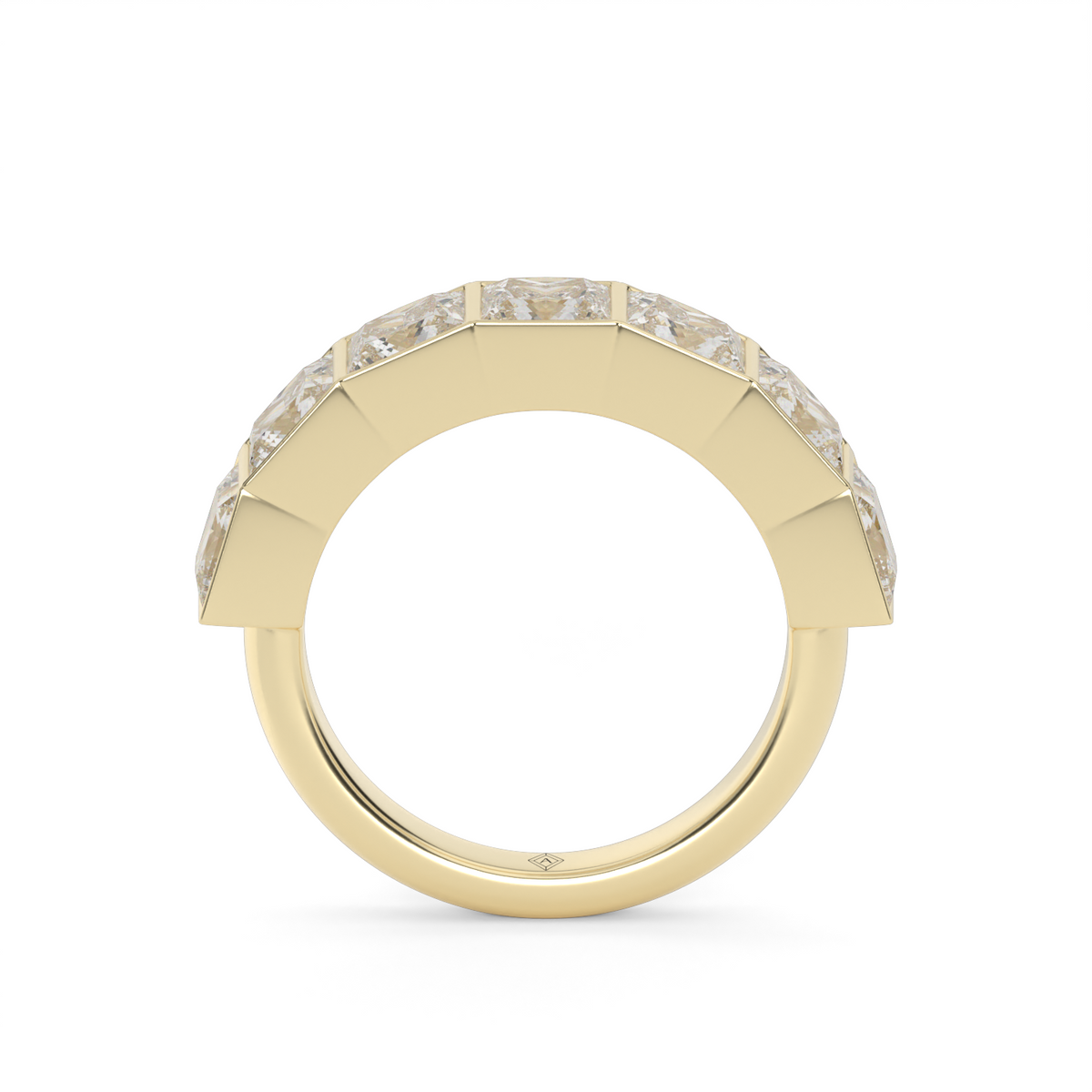 3.5 Carat Seven Stone Bezel Princess Cut  Anniversary Ring — 14K Yellow Gold / Lab Diamond (image)