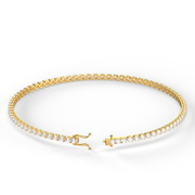 2  Carat Yellow Gold Round Shape DIamond Tennis Bracelet With 3 Prong Setting