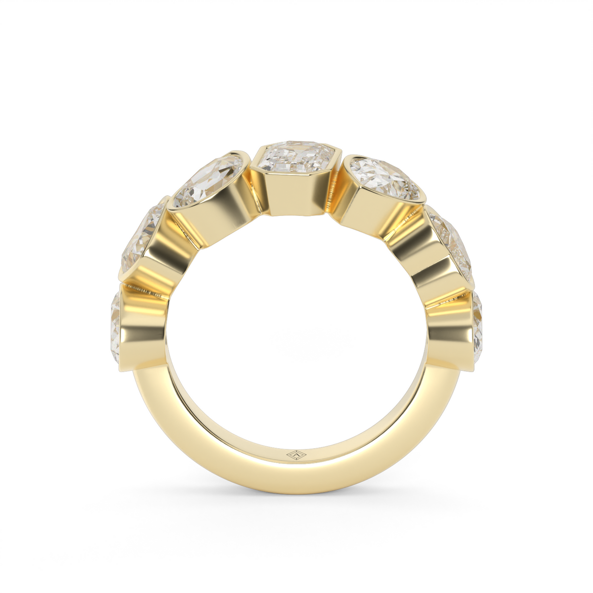 3.5 Carat Mixed Shape Diamond Bezel Anniversary Ring — 14K Yellow Gold / Lab Diamond (image)