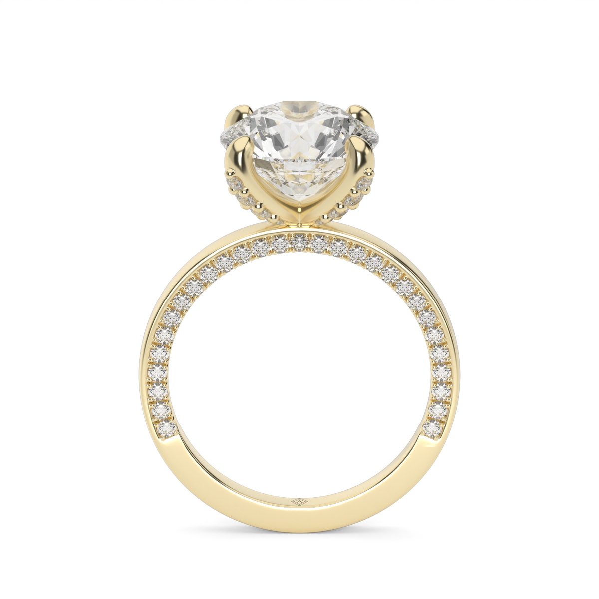 Classic Shared Prong Diamond Engagement Ring — 14K Yellow Gold / Round / Lab Diamond (image)