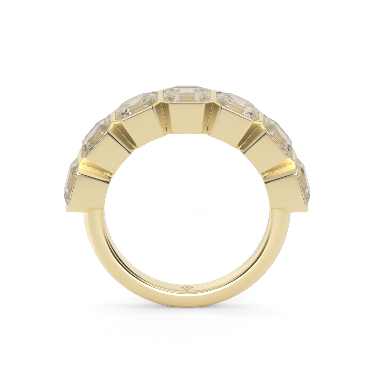 3.5 Carat Seven Stone Bezel Asscher Cut Diamond Anniversary Ring — 14K Yellow Gold / Lab Diamond (image)