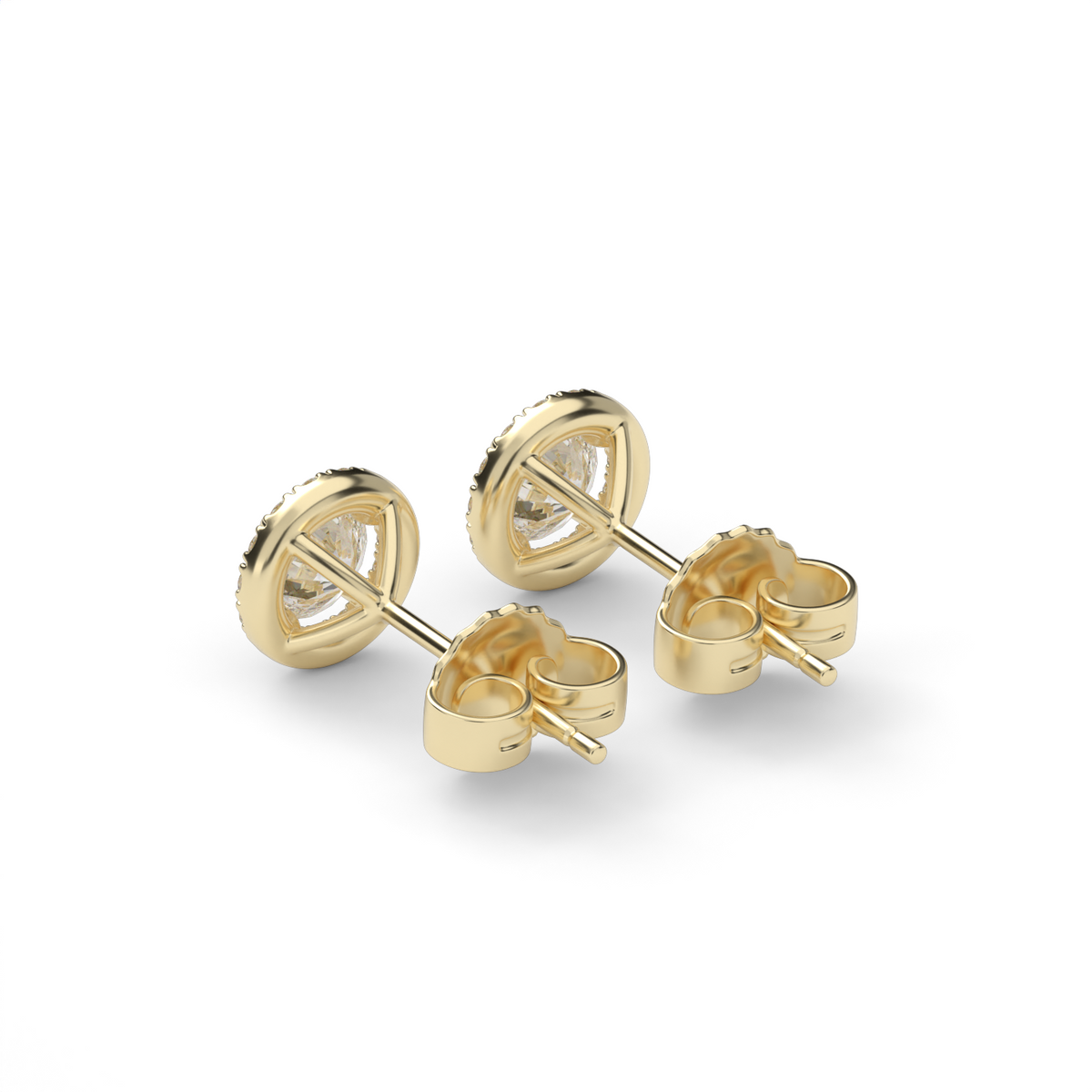 Elegant Halo Diamond Stud Earrings — 14K Yellow Gold / Lab Diamond (image)