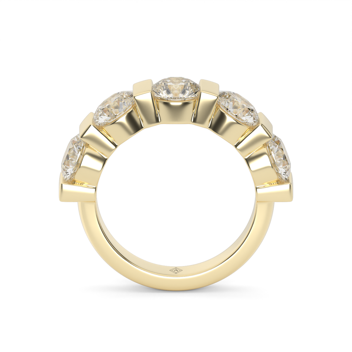 2 Carat Bar Set Channel Round Cut Diamond Anniversary Ring — 14K Yellow Gold / Lab Diamond (image)