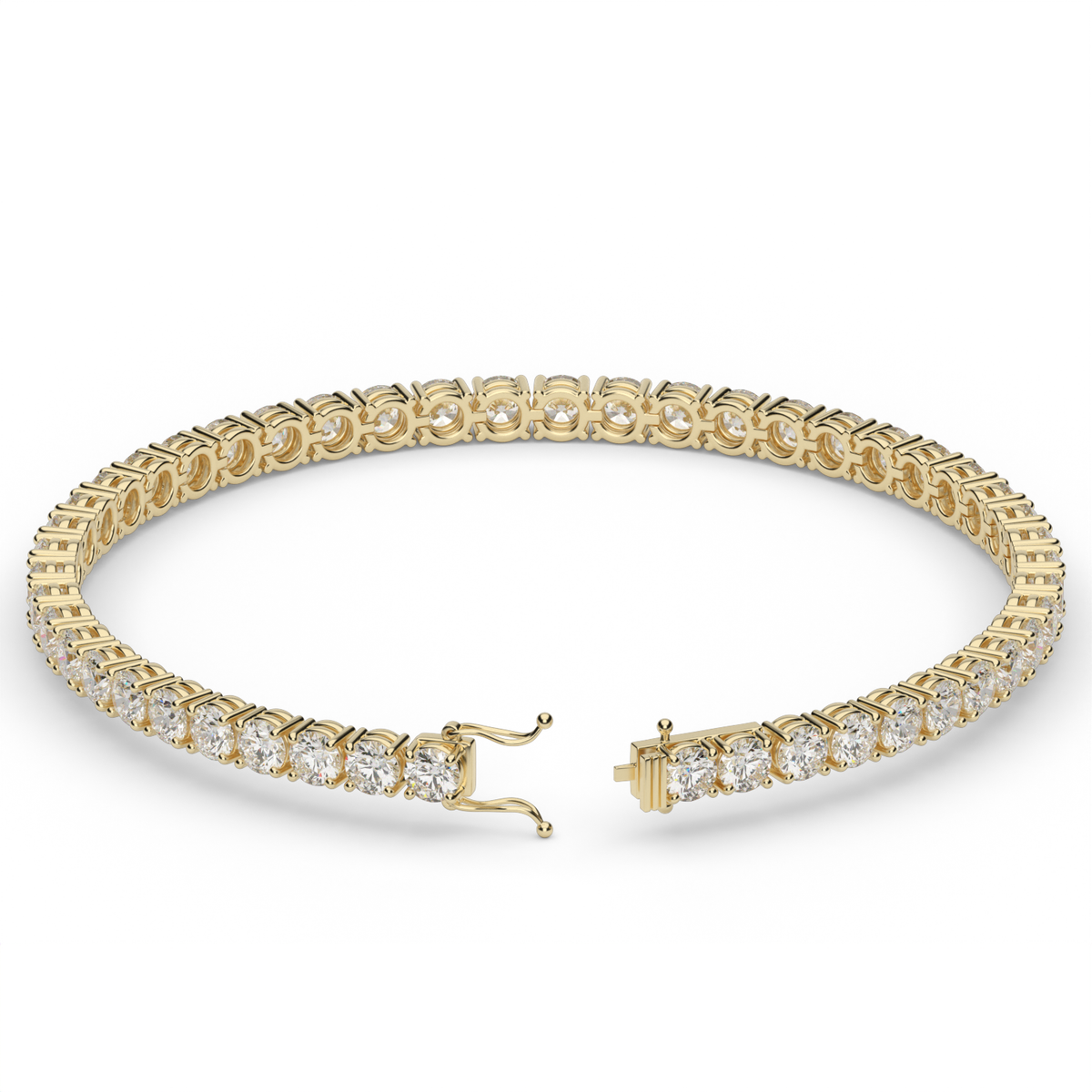 7 Carat Four Prong Diamond Tennis Bracelet — 14K Yellow Gold / Lab Diamond (image)