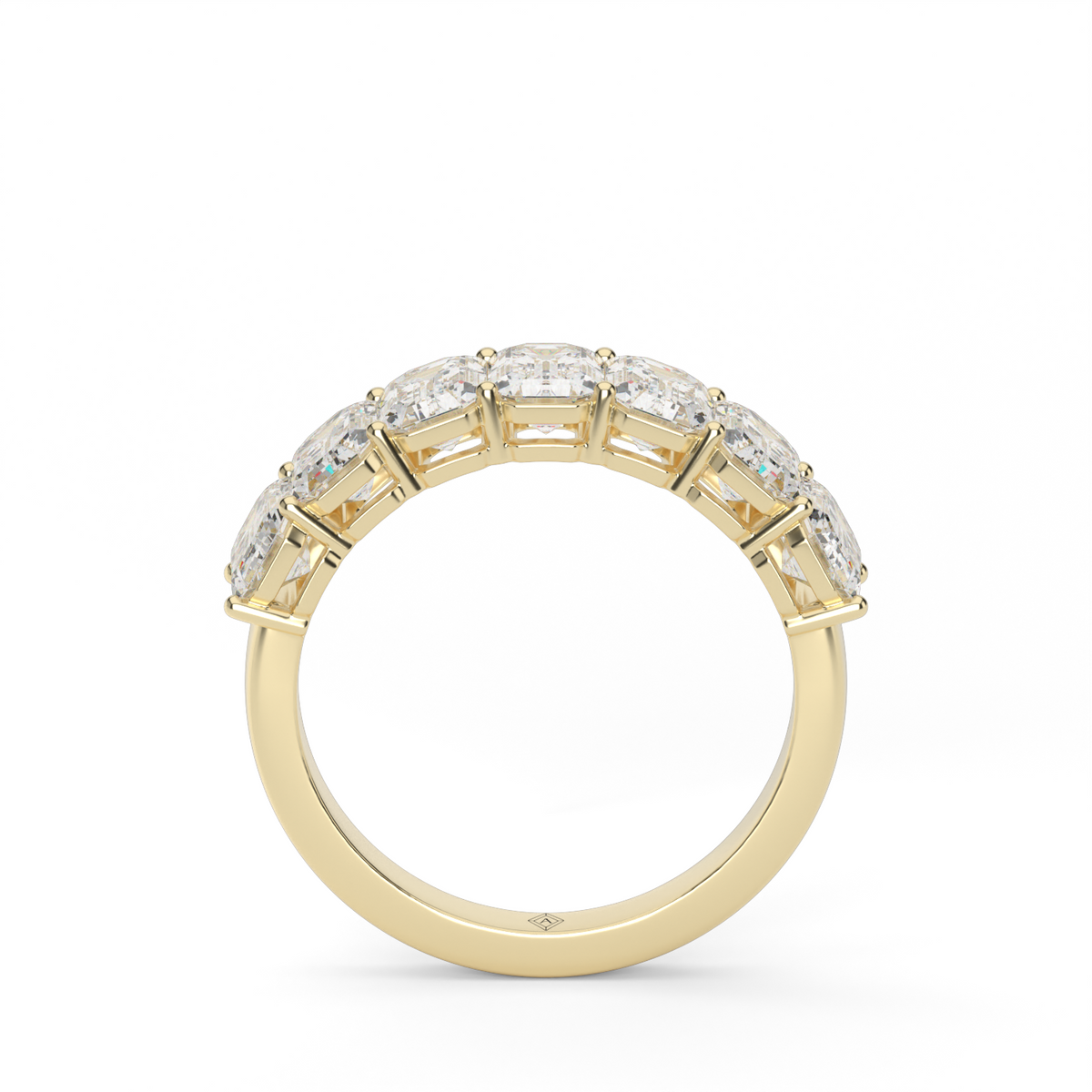 Seven Stone Emerald Cut Anniversary Ring — 14K Yellow Gold / 2 / Lab Diamond (image)
