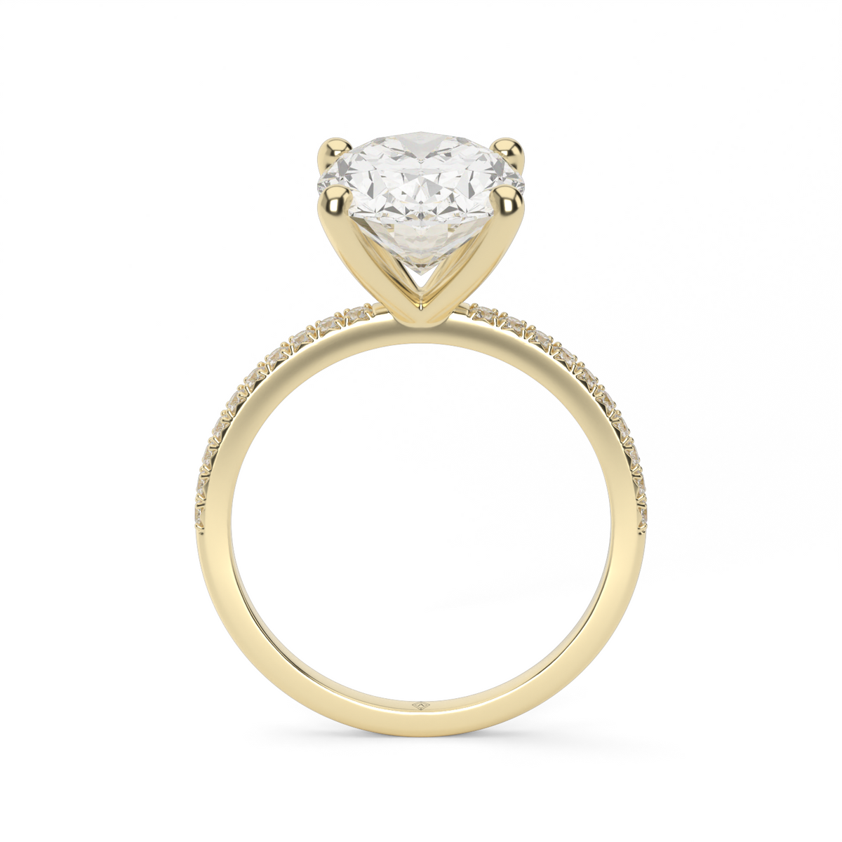 Petite French Cut Pave Engagement Ring — 14K Yellow Gold / Oval / Lab Diamond (image)