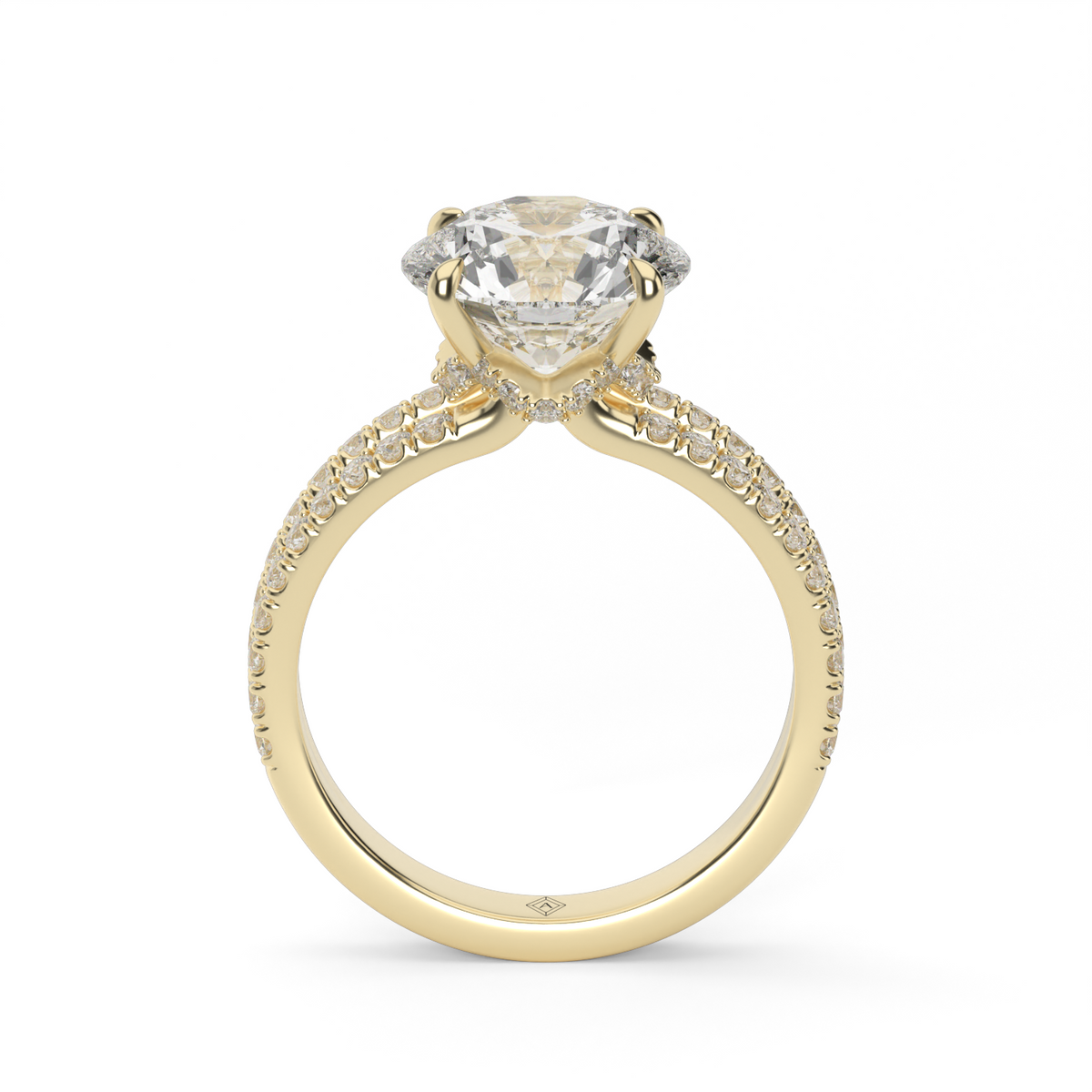 Split Shank   Pavé Engagement Ring — 14K Yellow Gold / Round / Lab Diamond (image)