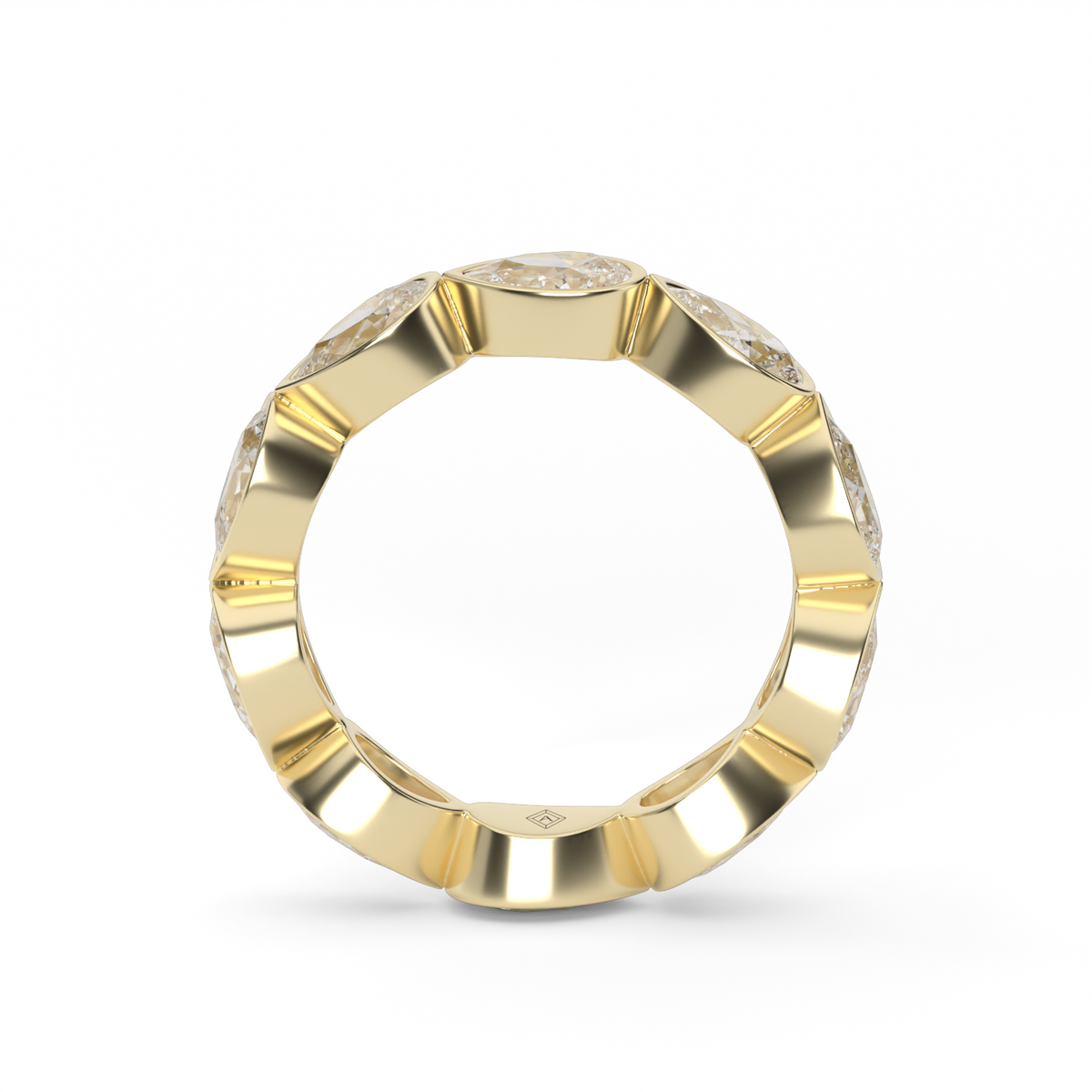 East-West Bezel Pear Eternity Ring — 14K Yellow Gold / 3 / Lab Diamond (image)