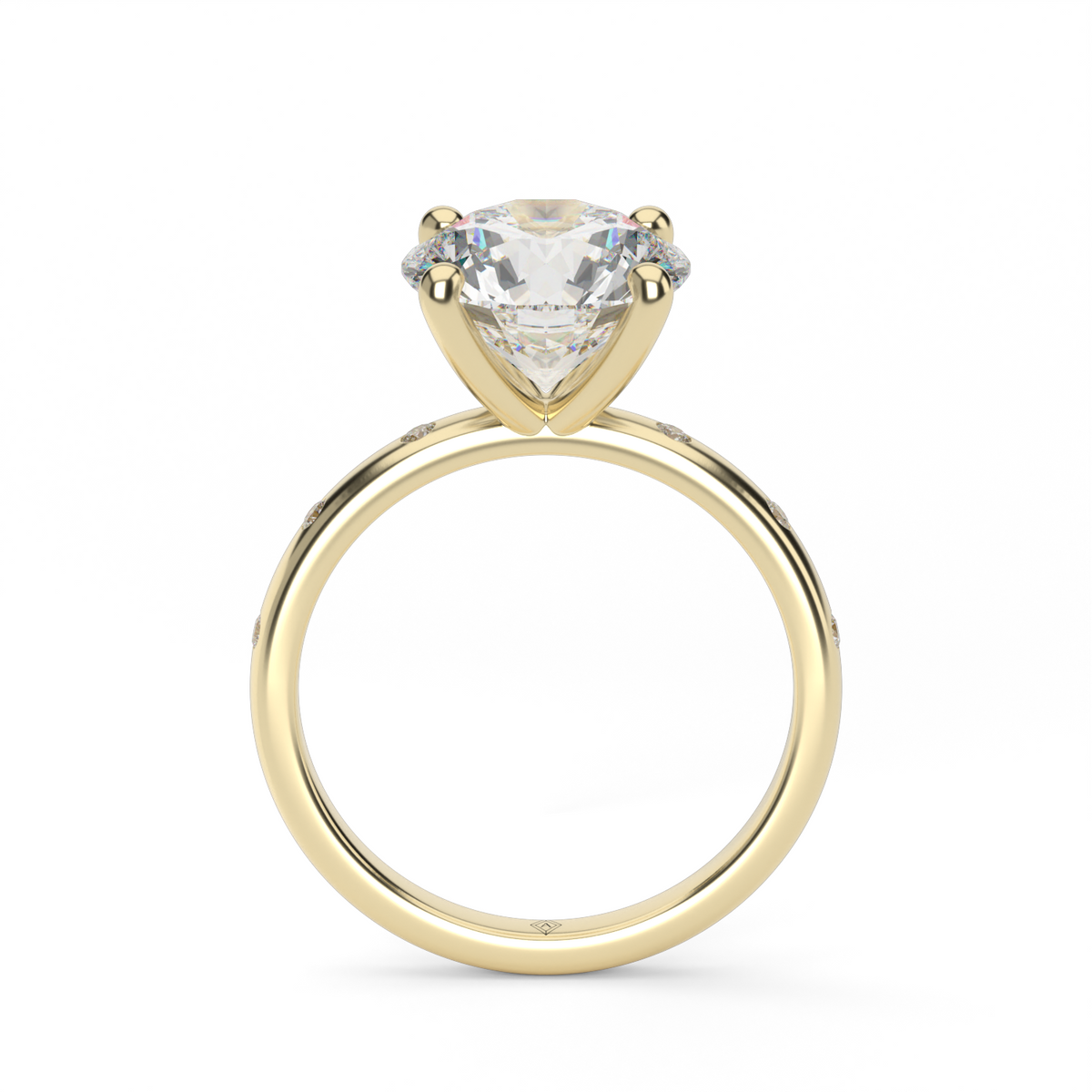 Modern Burnish-set Diamond Engagement Ring — 14K Yellow Gold / Round / Lab Diamond (image)