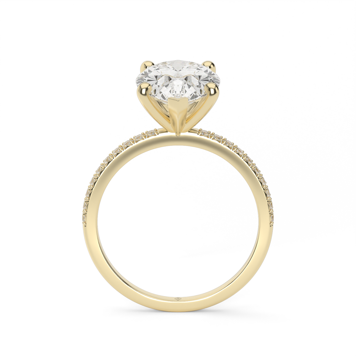 Petite French Cut Pave Engagement Ring — 14K Yellow Gold / Pear / Lab Diamond (image)