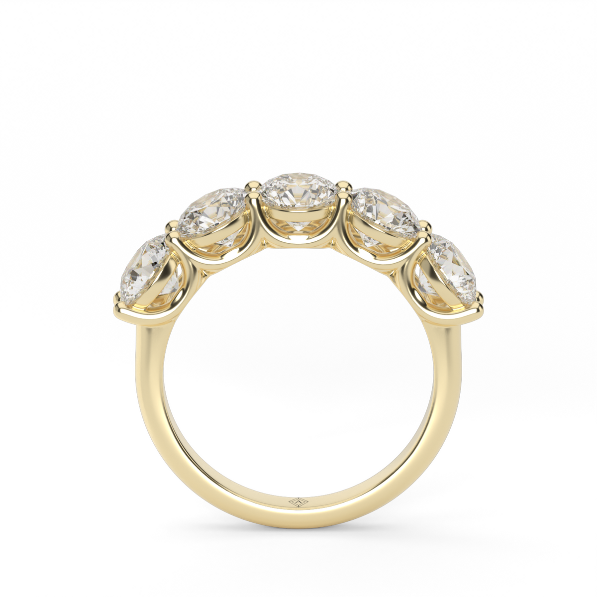 Five Stone Share Prong Round Anniversary Ring — 14K Yellow Gold / 1.5 / Lab Diamond (image)