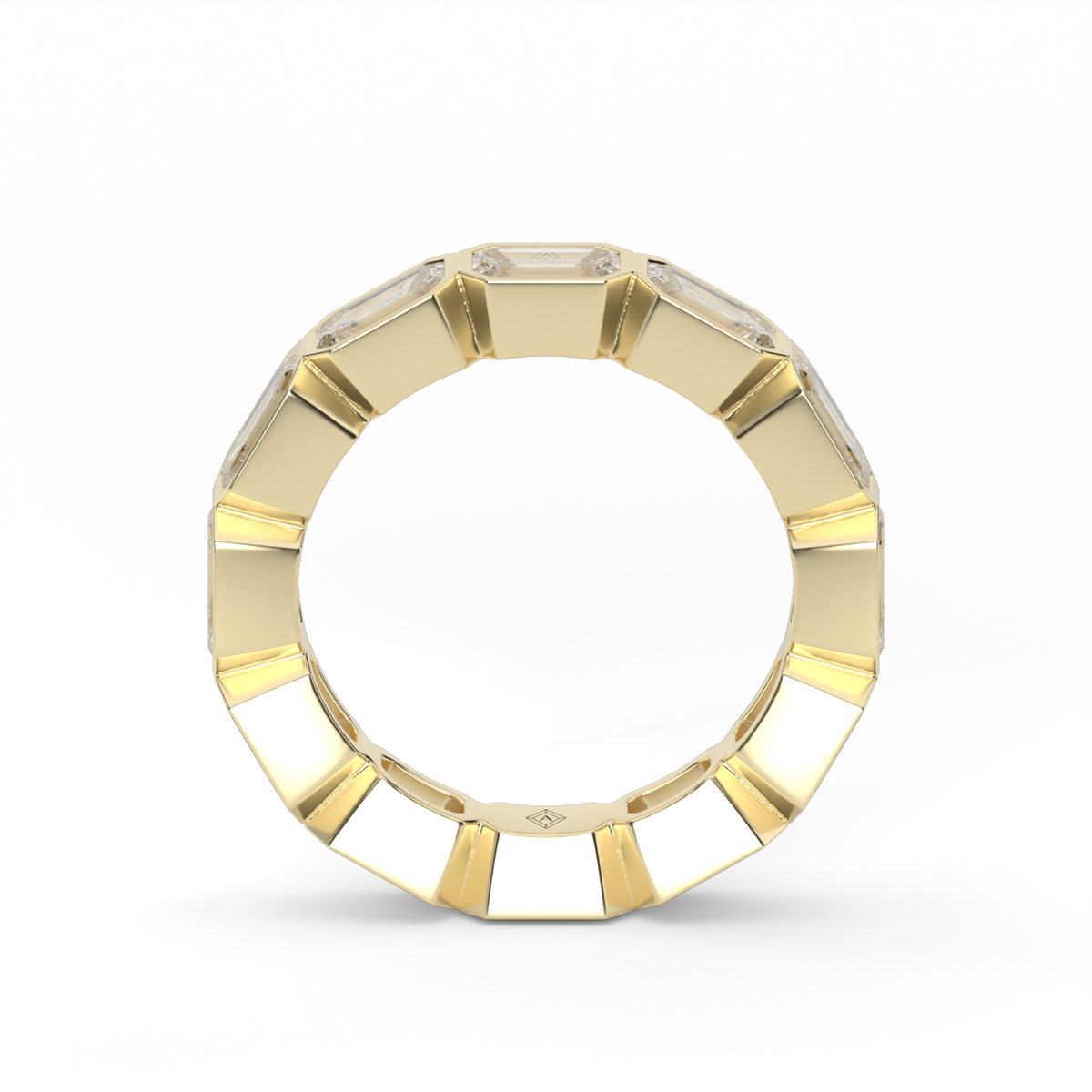 East-West Bezel Emerald Cut Eternity Ring — 14K Yellow Gold / 6 / Lab Diamond (image)