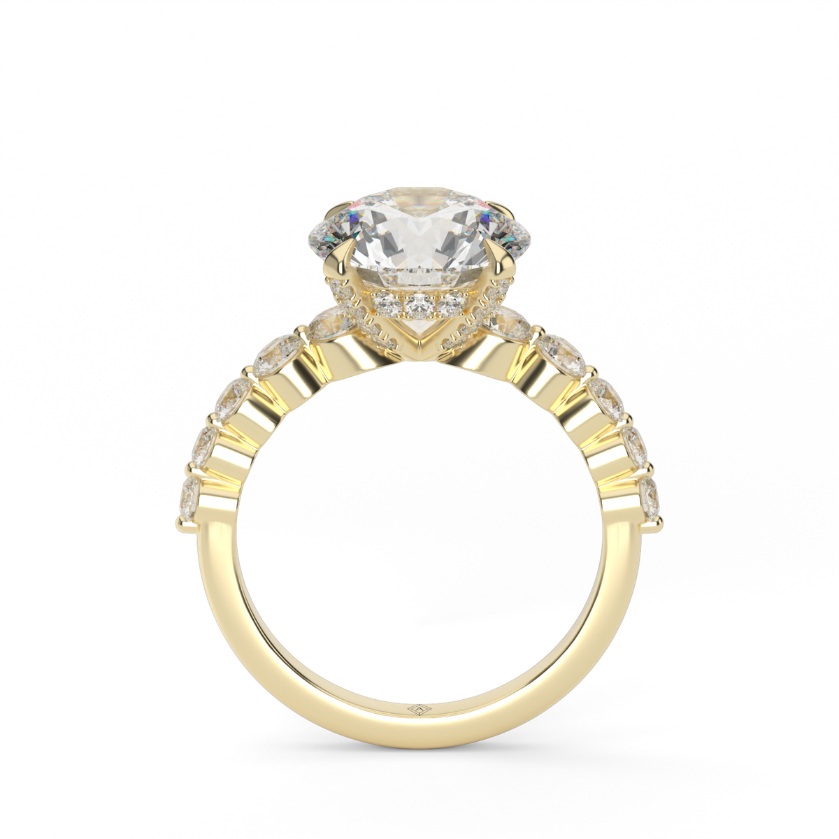 Emily Hidden Halo Engagement Ring — 14K Yellow Gold / Round / Lab Diamond (image)