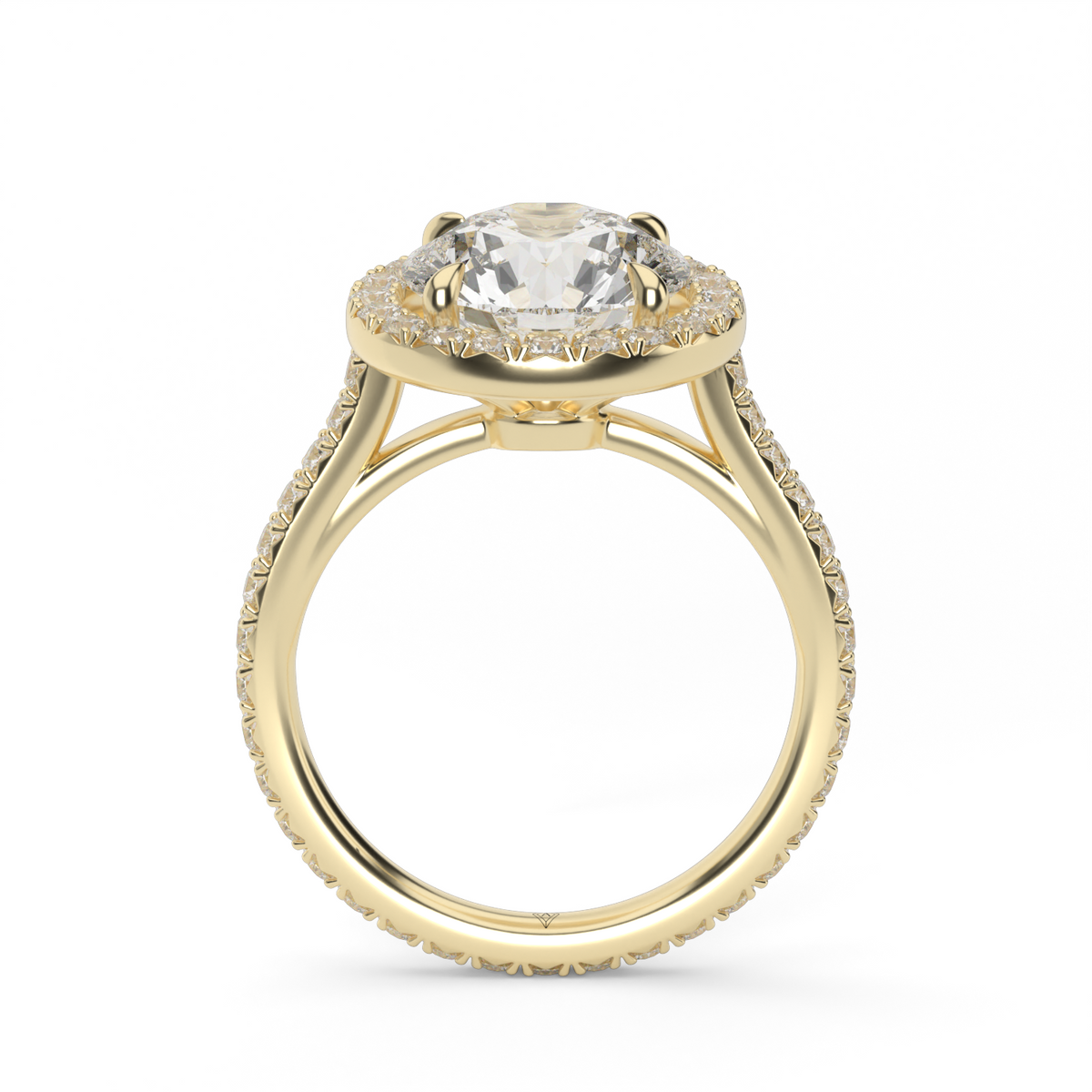 French Cut Engagement Ring — 14K Yellow Gold / Round / Lab Diamond (image)