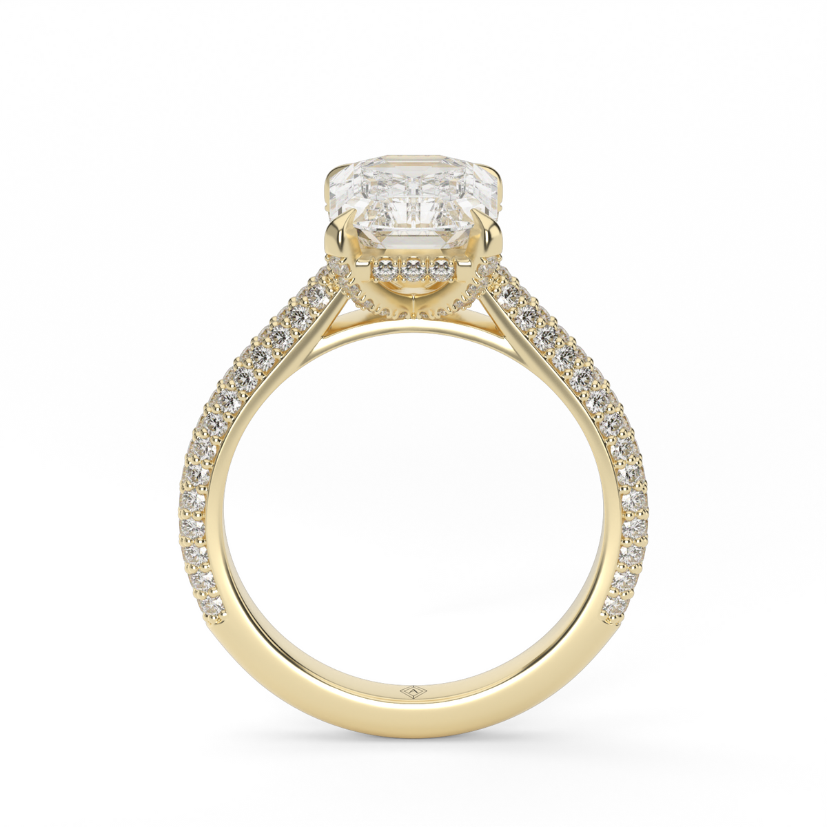 Emerald Hidden Halo Engagement Ring — 14K Yellow Gold / Emerald / Lab Diamond (image)