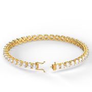 6 Carat Yellow Gold Round Shape DIamond Tennis Bracelet With 3 Prong Setting