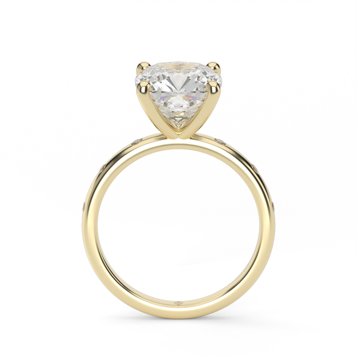 Modern Burnish-set Diamond Engagement Ring — 14K Yellow Gold / Cushion / Lab Diamond (image)