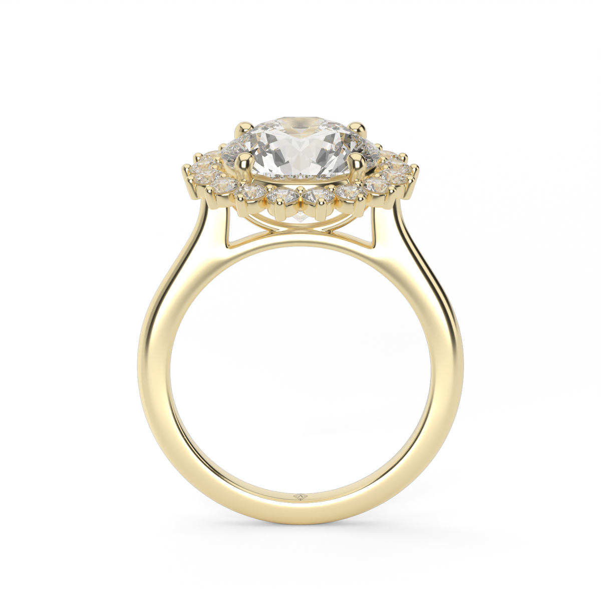 Flower Engagement Ring — 14K Yellow Gold / Round / Lab Diamond (image)