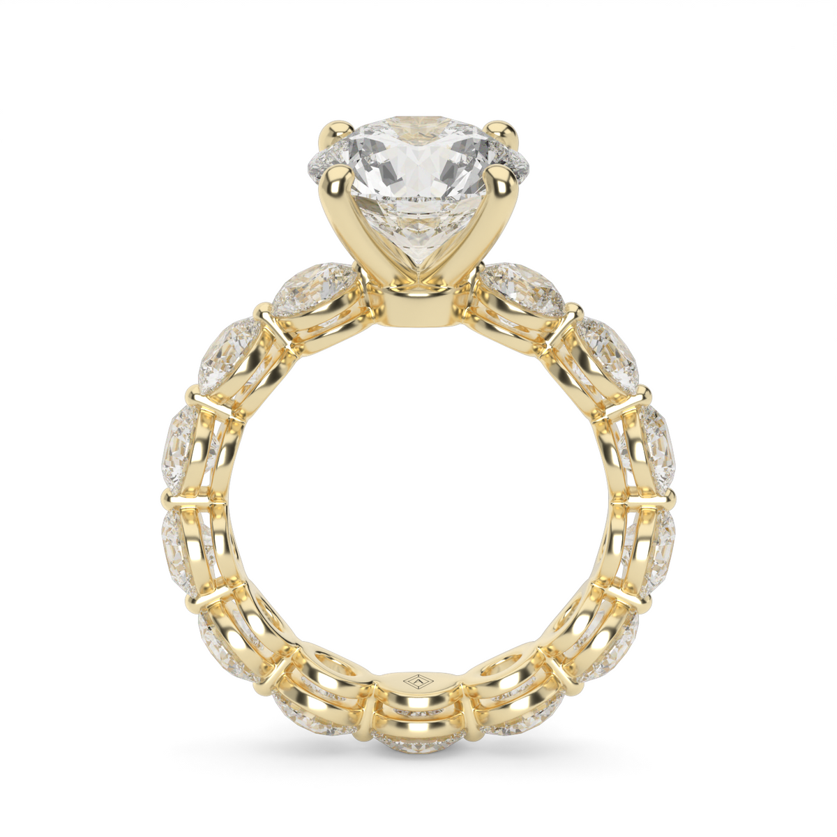 Single Shared Prong Diamond Eternity Engagement Ring — 14K Yellow Gold / Round / Lab Diamond (image)