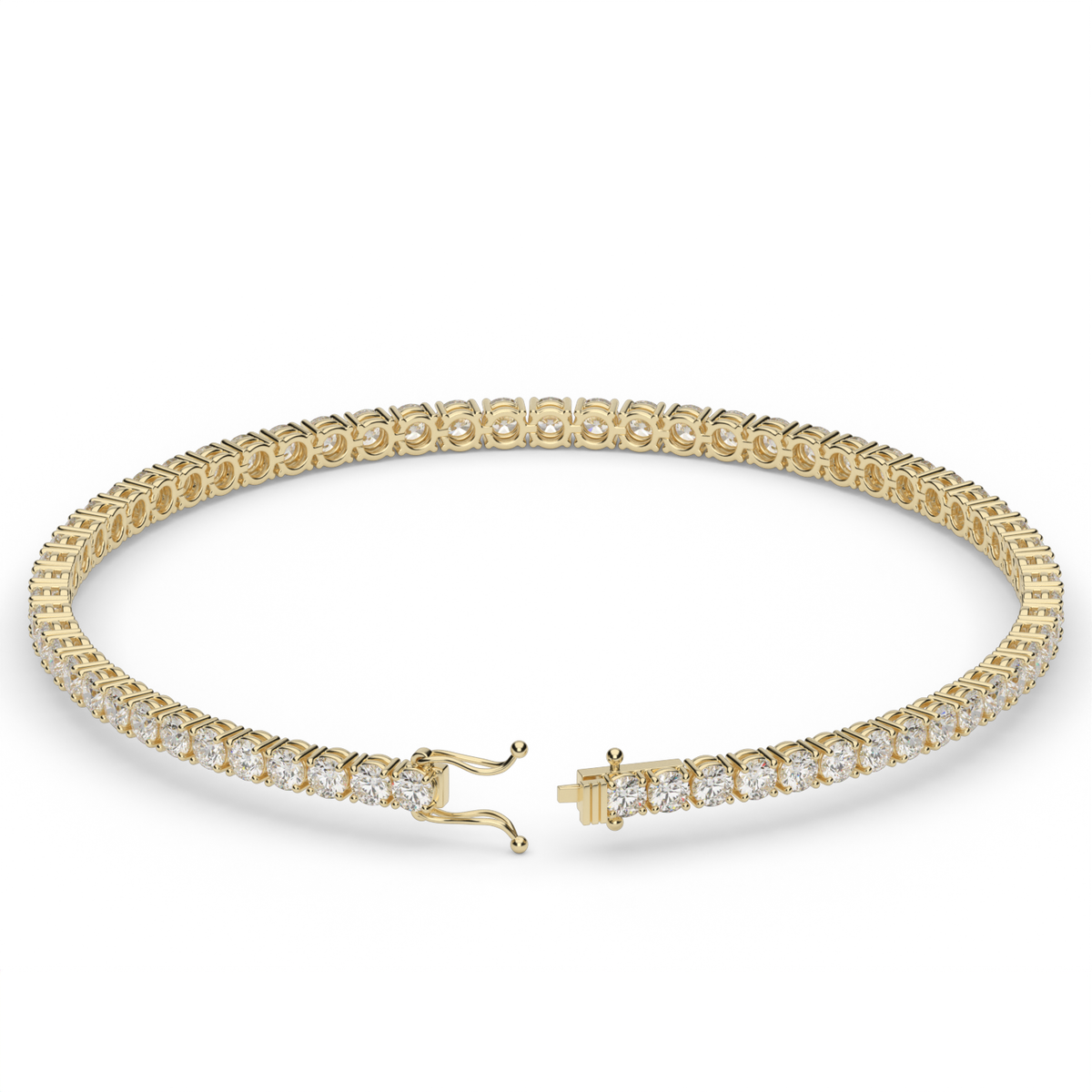 3 Carat Four Prong Diamond Tennis Bracelet — 14K Yellow Gold / Lab Diamond (image)