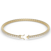 3 Carat Yellow Gold Round Shape Diamond Tennis Bracelet With Prong Setting