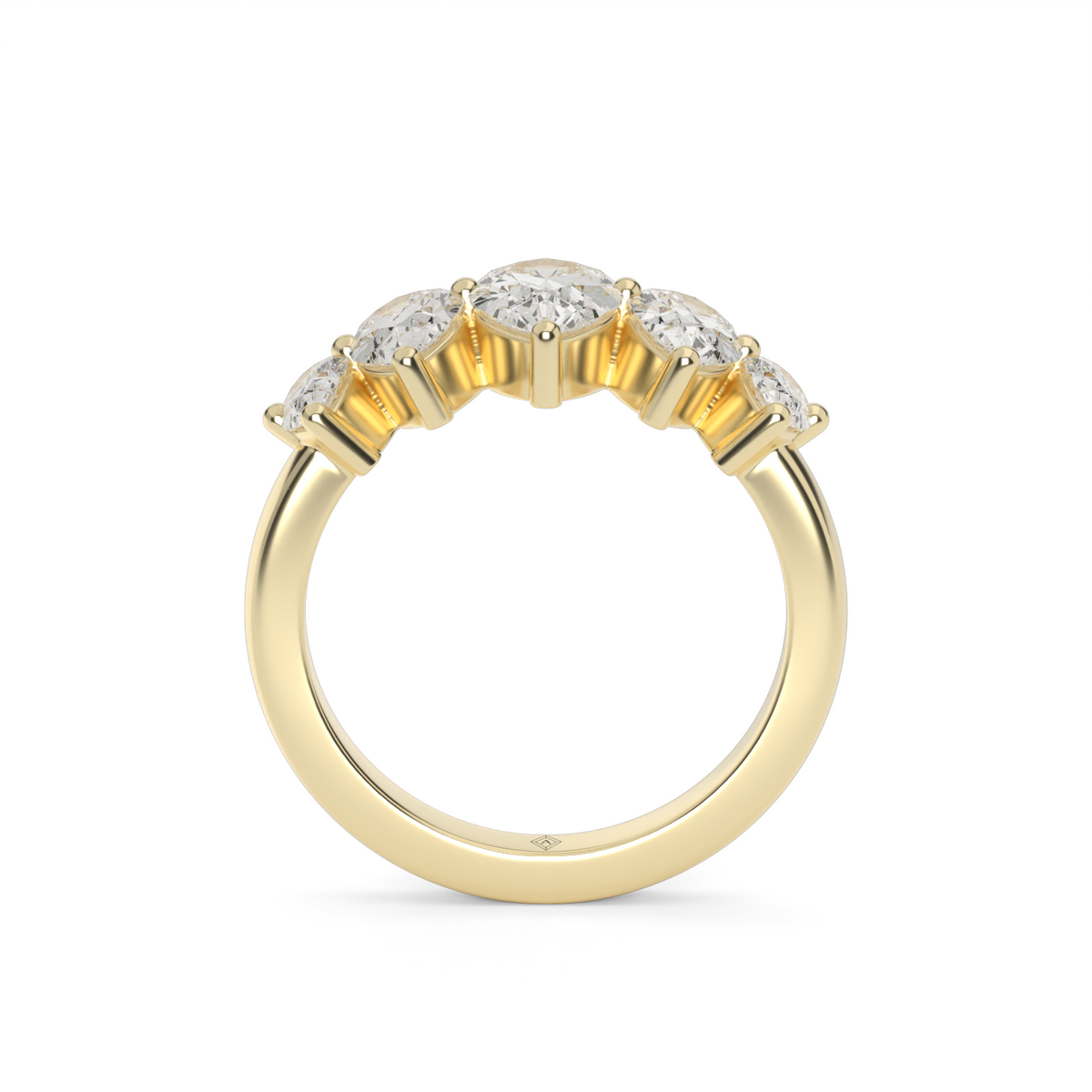 Graduated Five-Stone Pear Diamond Anniversary Ring — 14K Yellow Gold / Lab Diamond (image)