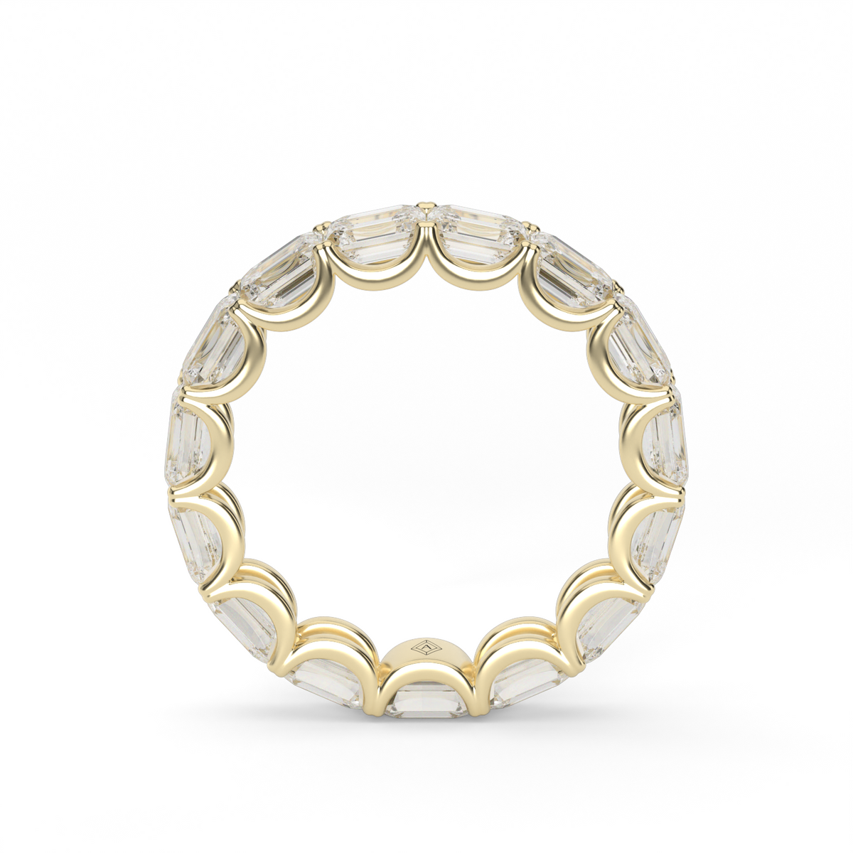 Split Prong Emerald Diamond Eternity Ring — 14K Yellow Gold / 5 / Lab Diamond (image)