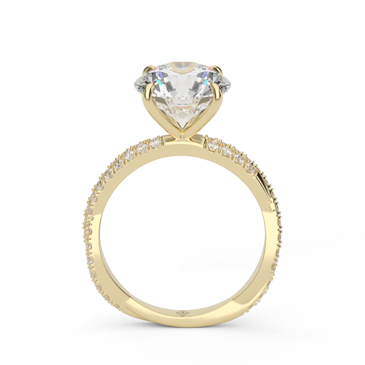 Pavé Twist Diamond Engagement Ring — 14K Yellow Gold / Round / Lab Diamond (image)