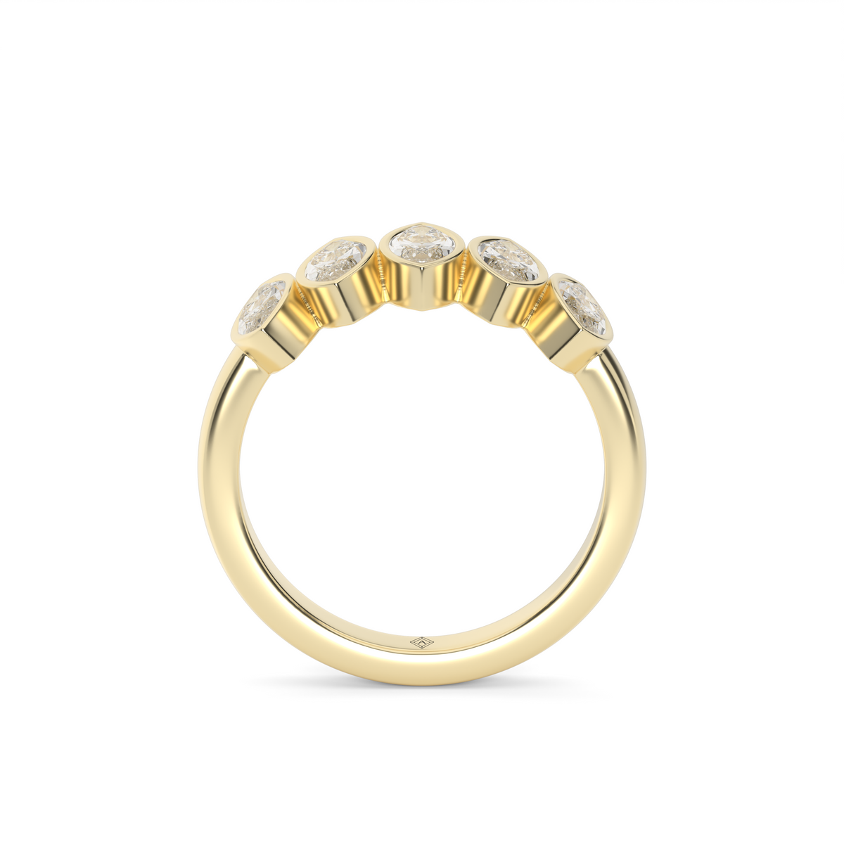 2 Carat 5 Stone Marquise Cut Bezel Anniversary Ring — 14K Yellow Gold / Lab Diamond (image)