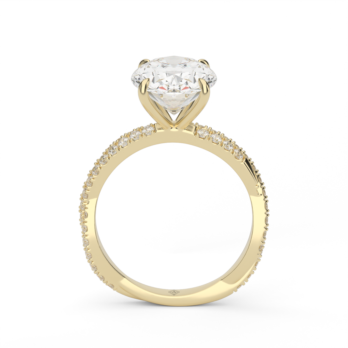 Pavé Twist Diamond Engagement Ring — 14K Yellow Gold / Oval / Lab Diamond (image)