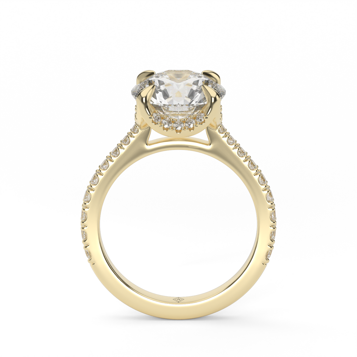 Hidden Halo Crown Engagement Ring — 14K Yellow Gold / Round / Lab Diamond (image)