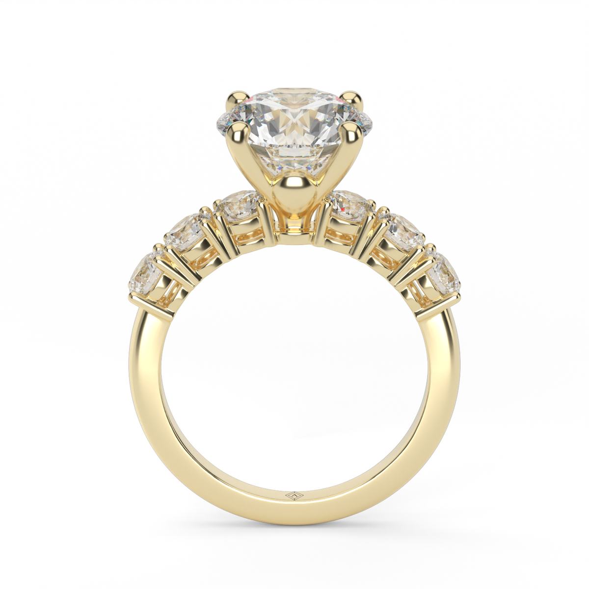 Prong Set Diamond Engagement Ring — 14K Yellow Gold / Round / Lab Diamond (image)