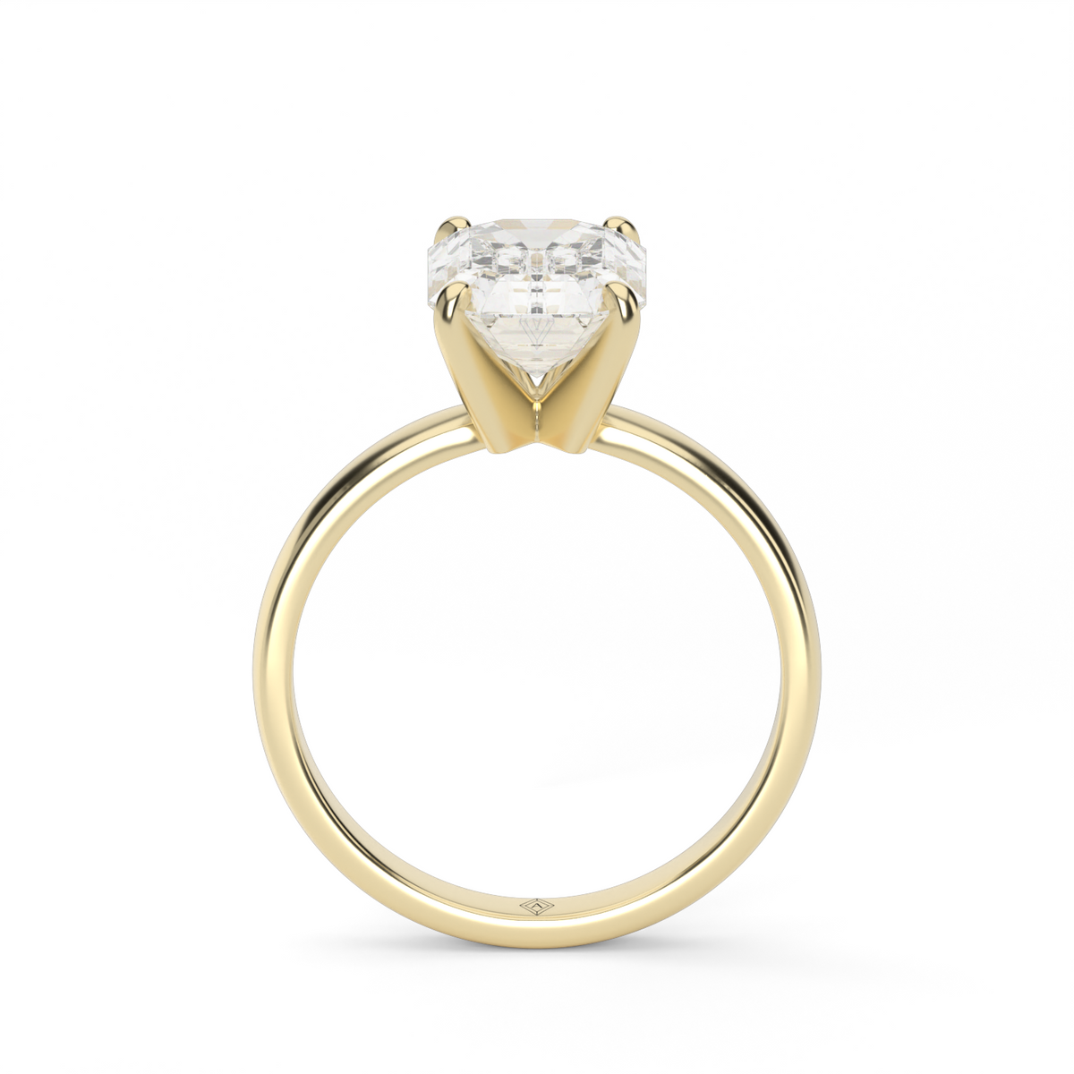Comfort Fit Solitaire Engagement Ring (Six Prong) — 14K Yellow Gold / Emerald (image)