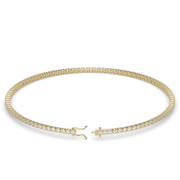 1 Carat Yellow Gold Round Shape Diamond Tennis Bracelet With Prong Setting. 