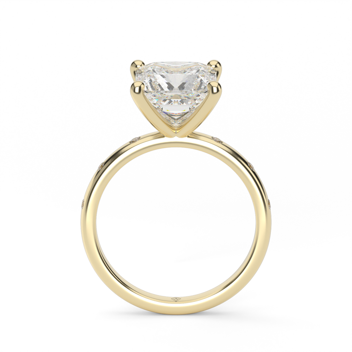 Modern Burnish-set Diamond Engagement Ring — 14K Yellow Gold / Princess / Lab Diamond (image)