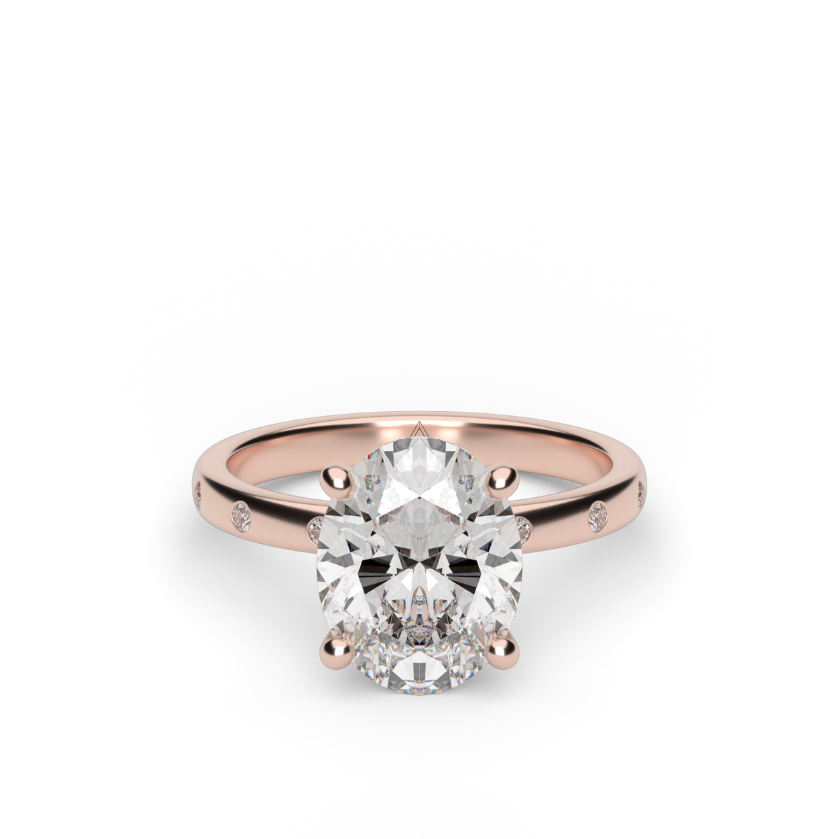 Modern Burnish-set Diamond Engagement Ring — 14K Rose Gold / Oval / Lab Diamond (image)