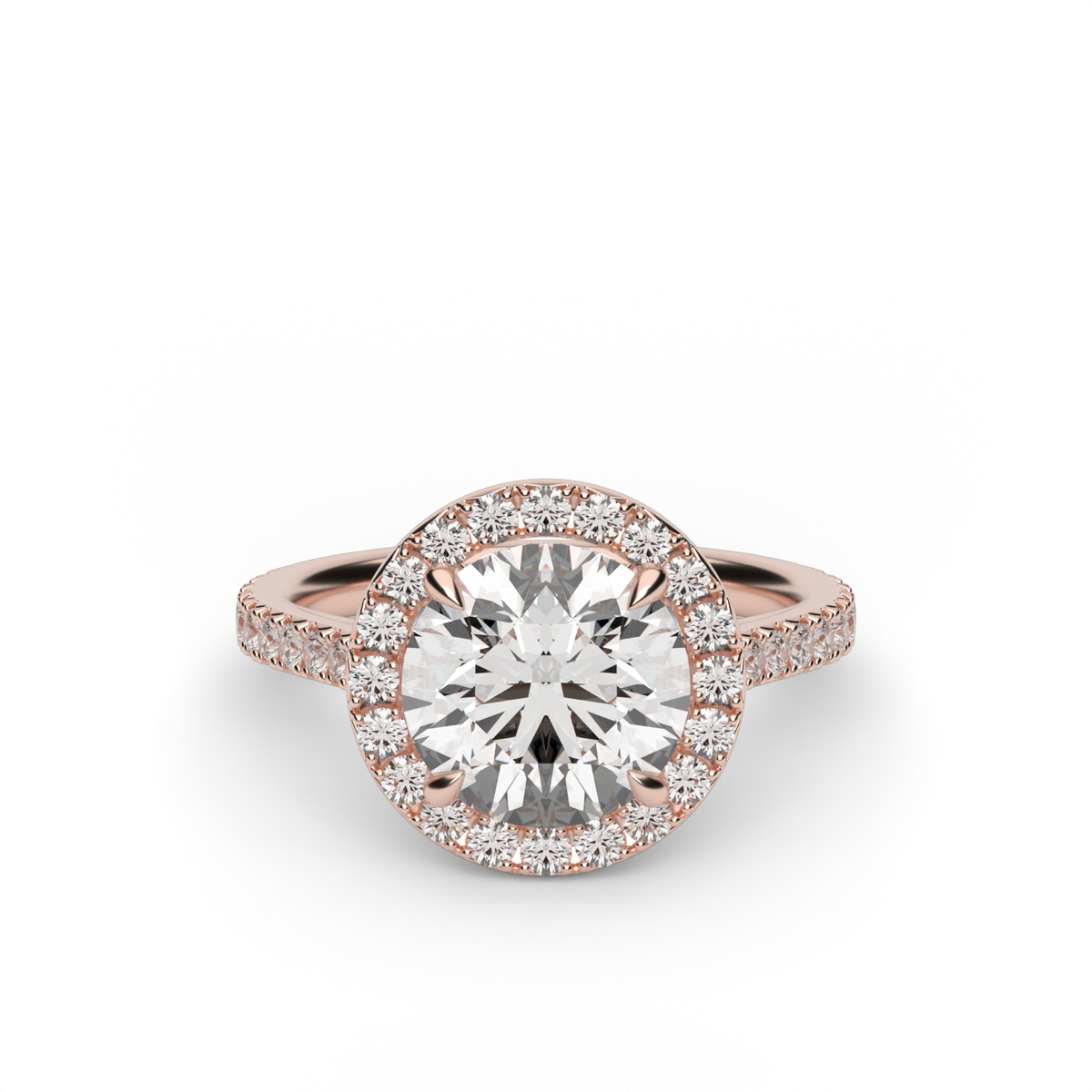 French Cut Engagement Ring — 14K Rose Gold / Round / Lab Diamond (image)