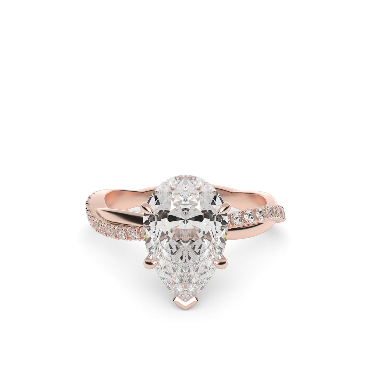 Pavé Shank Engagement Ring — 14K Rose Gold / Pear / Lab Diamond (image)