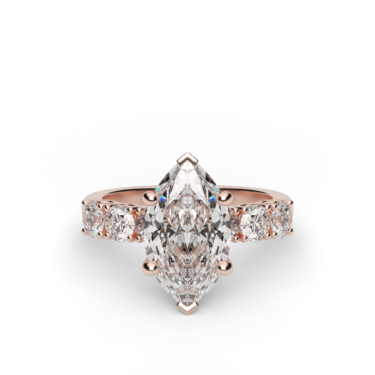 Prong Set Diamond Engagement Ring — 14K Rose Gold / Marquise / Lab Diamond (image)