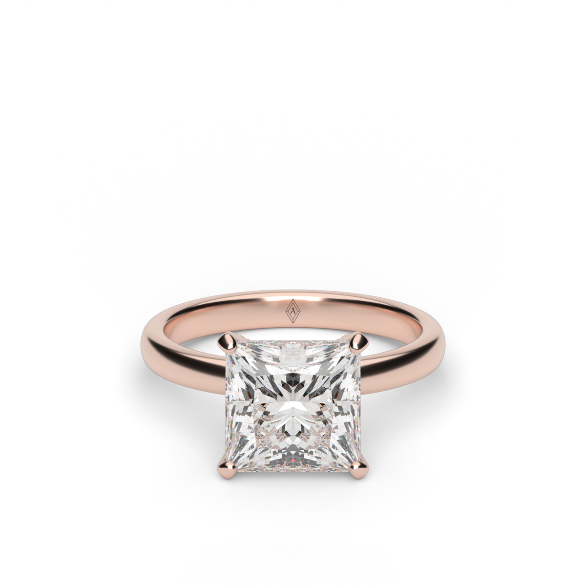 Solitaire Engagement Ring With Hidden Halo — 14K Rose Gold / Princess / Lab Diamond (image)