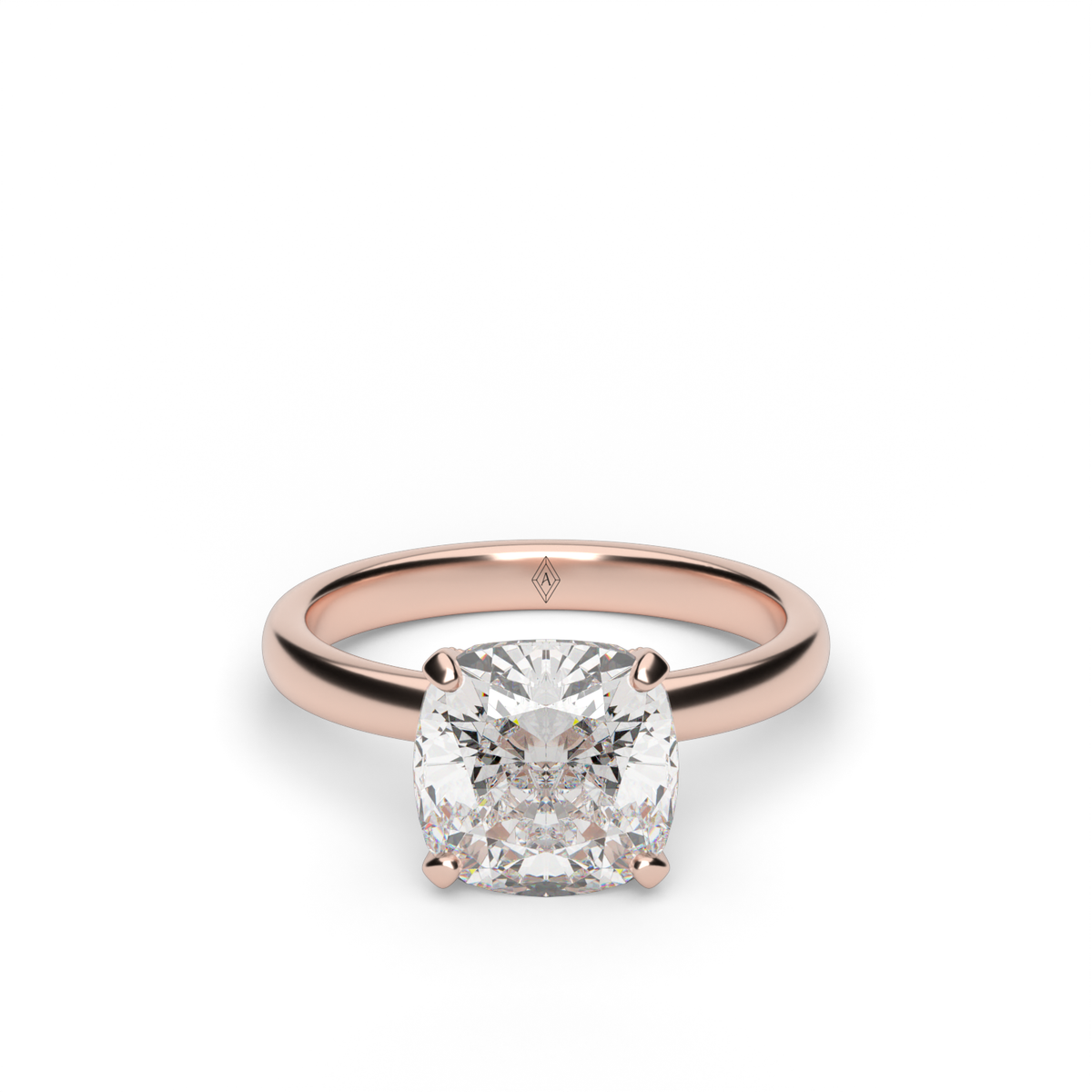 Solitaire Engagement Ring With Hidden Halo — 14K Rose Gold / Cushion / Lab Diamond (image)