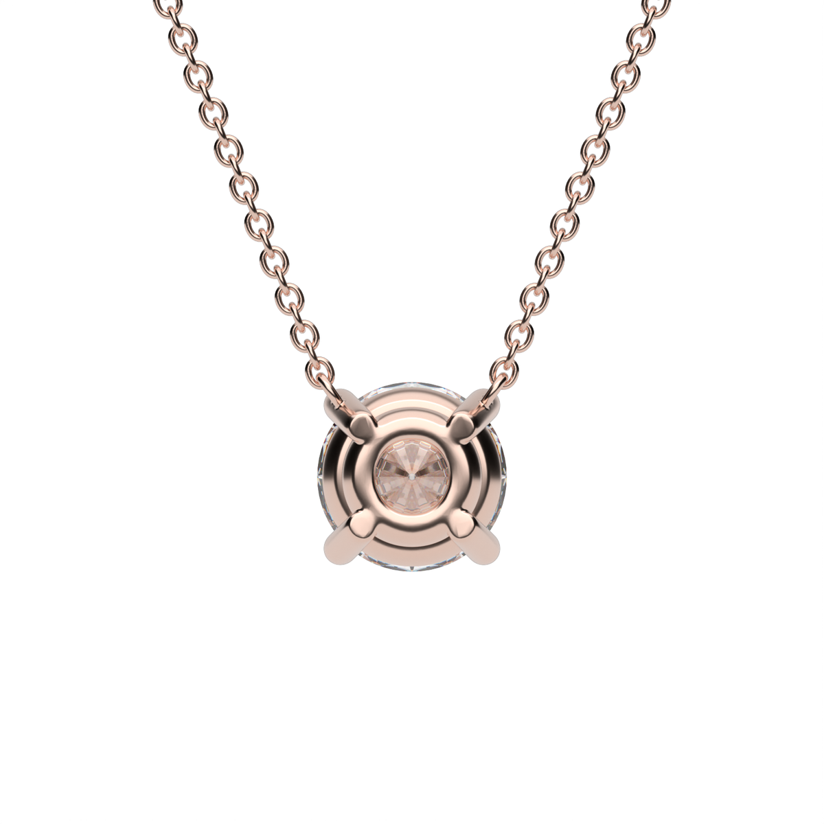 Four Prong Basket Solitaire Diamond Pendant — 14K Rose Gold / Lab Diamond (image)
