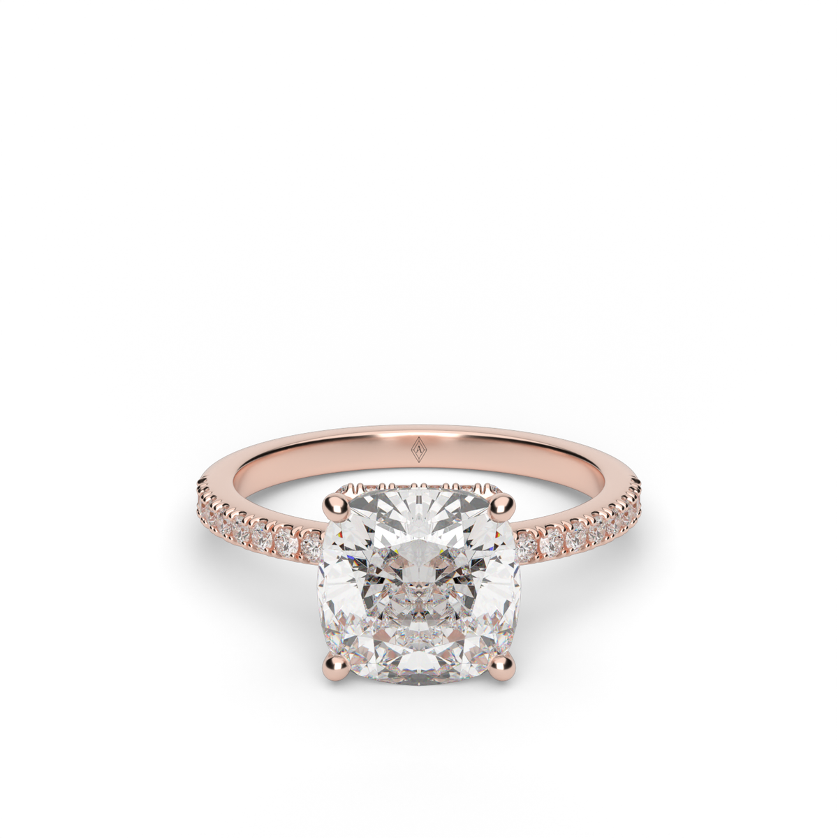 Hidden Halo Pavé Engagement Ring — 14K Rose Gold / Cushion / Lab Diamond (image)