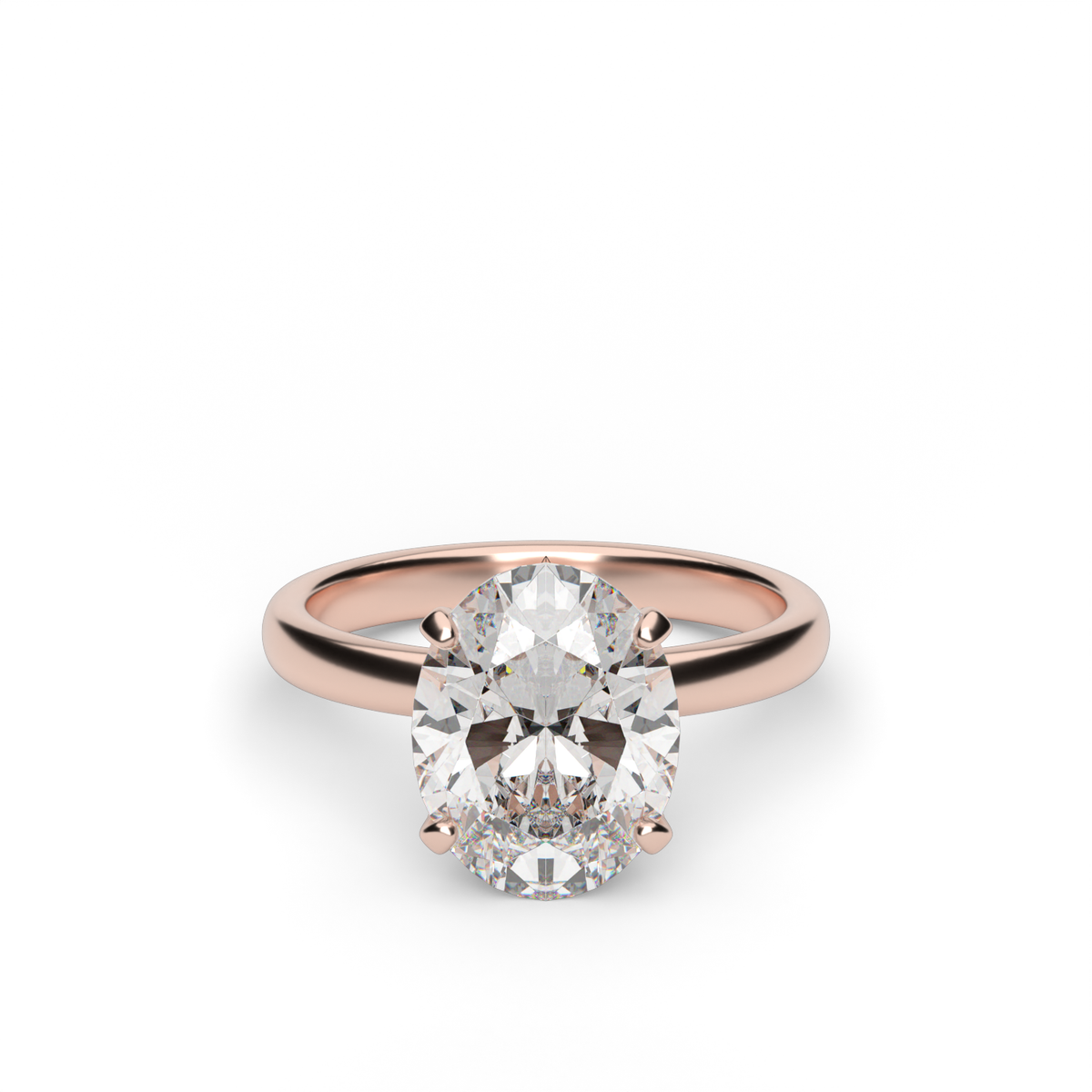 Solitaire Engagement Ring With Hidden Halo — 14K Rose Gold / Oval / Lab Diamond (image)