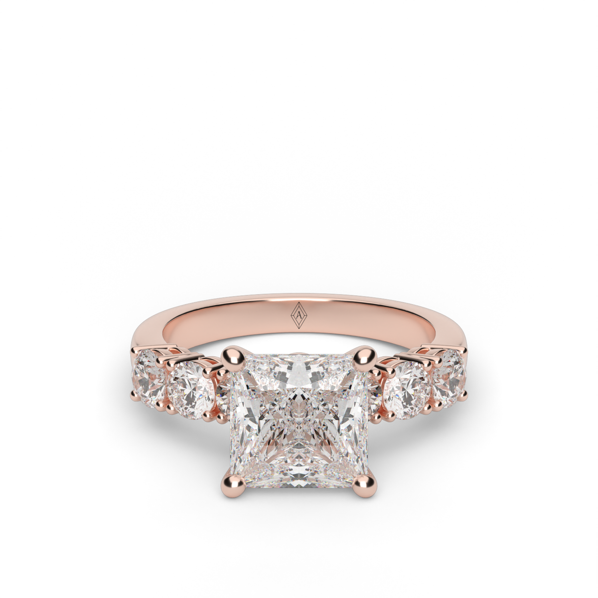 Prong Set Diamond Engagement Ring — 14K Rose Gold / Princess / Lab Diamond (image)